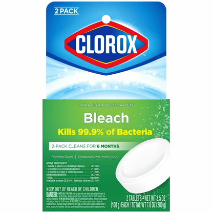 Clorox Ultra Clean Toilet Tablets Bleach, 3.5 oz., 2/Pack, 6 Packs/Carton