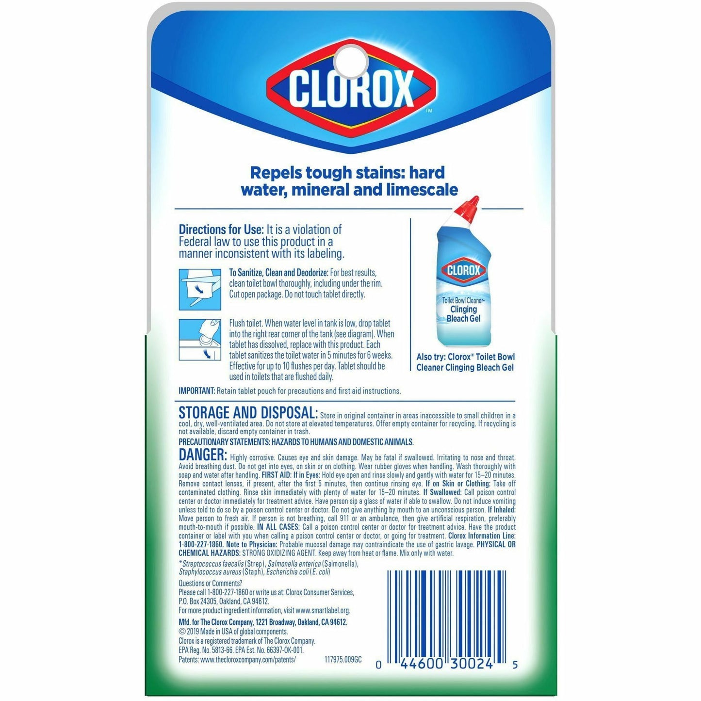 Clorox Ultra Clean Toilet Tablets Bleach, 3.5 oz., 2/Pack, 6 Packs/Carton