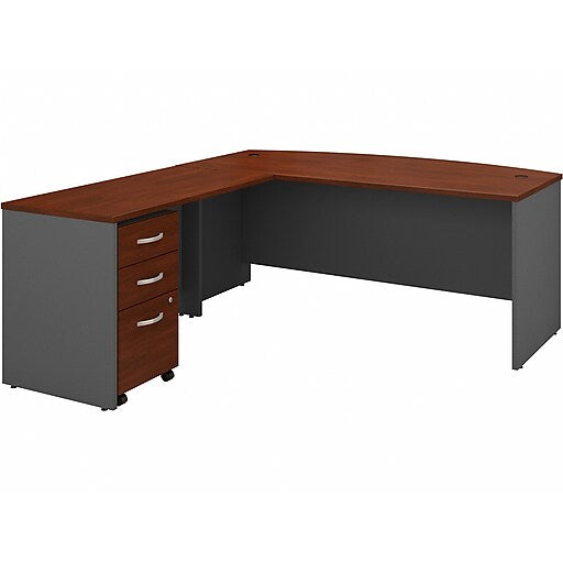 Bush Business Furniture Westfield 72"W L Shaped Desk with Return and File Cabinet, Hansen Cherry/Graphite Gray