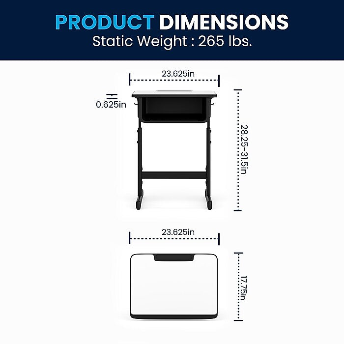 Flash Furniture Plastic Student Desk, Grey