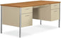 HON 34000 Series 60" Double Pedestal Desk, Harvest Maple/Putty