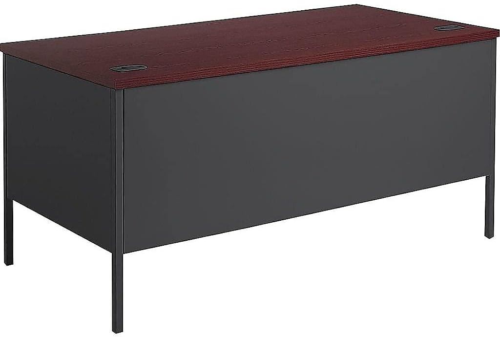 HON Metro Classic 60" Double Pedestal Desk, Mahogany/Charcoal