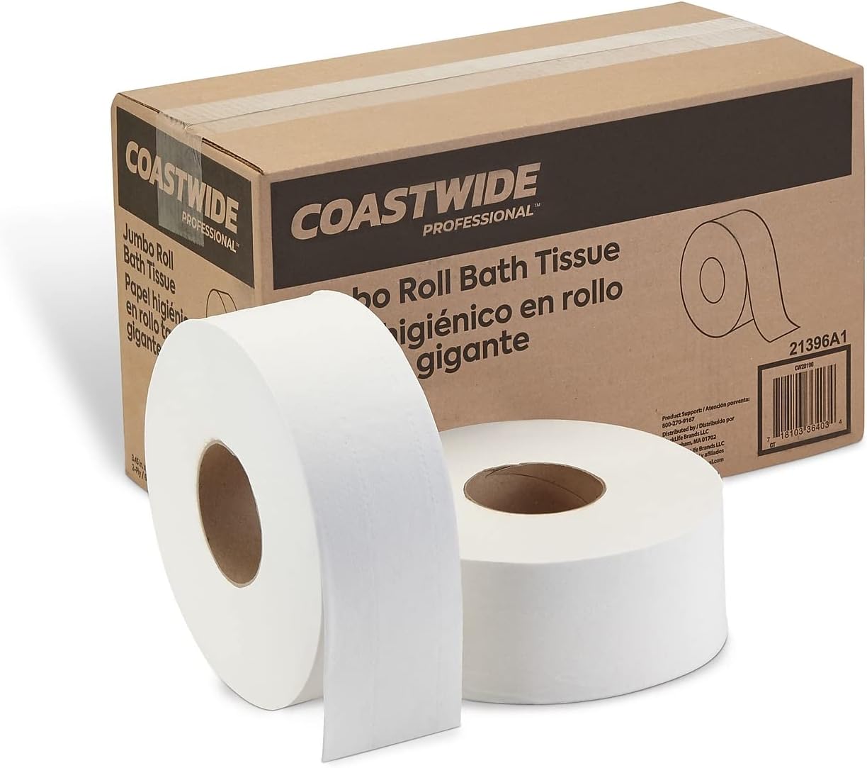 Coastwide Professional™ Recycled Jumbo Toilet Paper, 2-ply, White, 1000 ft./Roll, 12 Rolls/Case