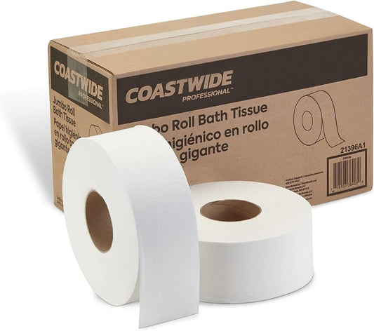 Coastwide Professional™ Recycled Jumbo Toilet Paper, 2-ply, White, 1000 ft./Roll, 12 Rolls/Case