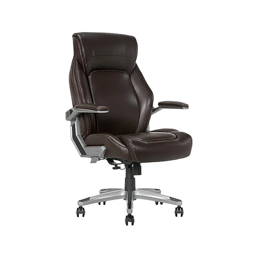 La-Z-Boy Meyer Ergonomic Bonded Leather Swivel Executive Chair, Brown