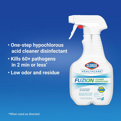 Clorox Healthcare Fuzion All-Purpose Cleaners & Spray Disinfectant, Unscented, 32 oz., 9/Carton