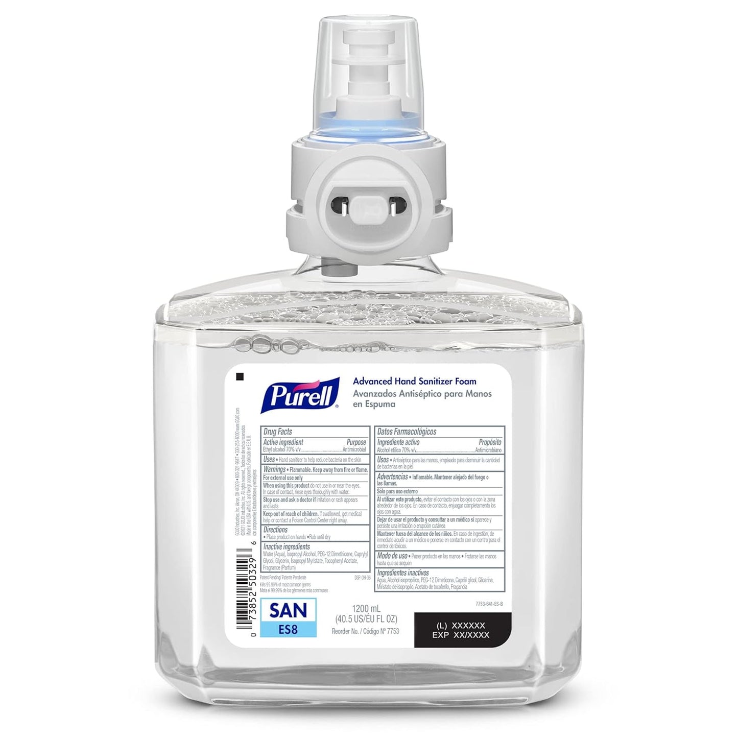 PURELL Advanced 70% Alcohol Foaming Hand Sanitizer Refill for ES8 Dispenser, 1200 mL, 2/Carton