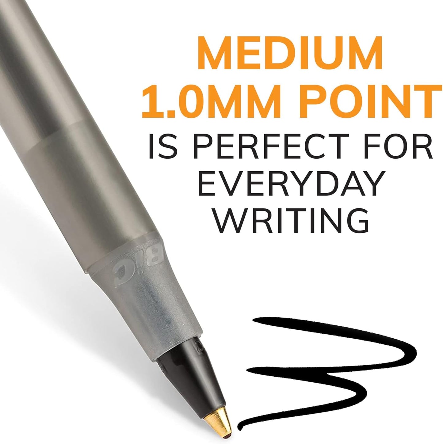 BIC Round Stic Xtra-Life Ballpoint Pens, Medium Point, 1.0mm, Black Ink, 60/Pack