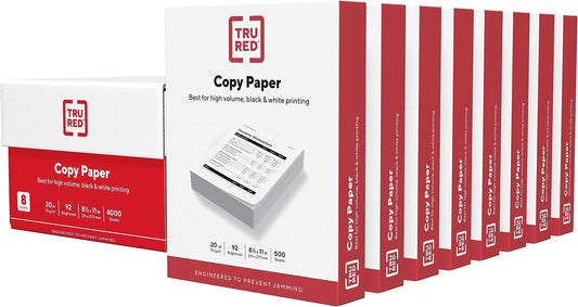 TRU RED™ 8.5" x 11" Copy Paper, 20 lbs., 92 Brightness, 500 Sheets/Ream