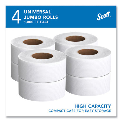 Scott Essential JRT Jumbo Roll Bathroom Tissue, Septic Safe, 2-Ply, White, 3.55" x 1,000 ft, 4 Rolls/Carton