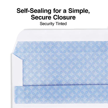 Self Seal Self Seal Security Tinted #8 Double Window Envelopes, 3 5/8" x 8 5/8", White, 500/Box